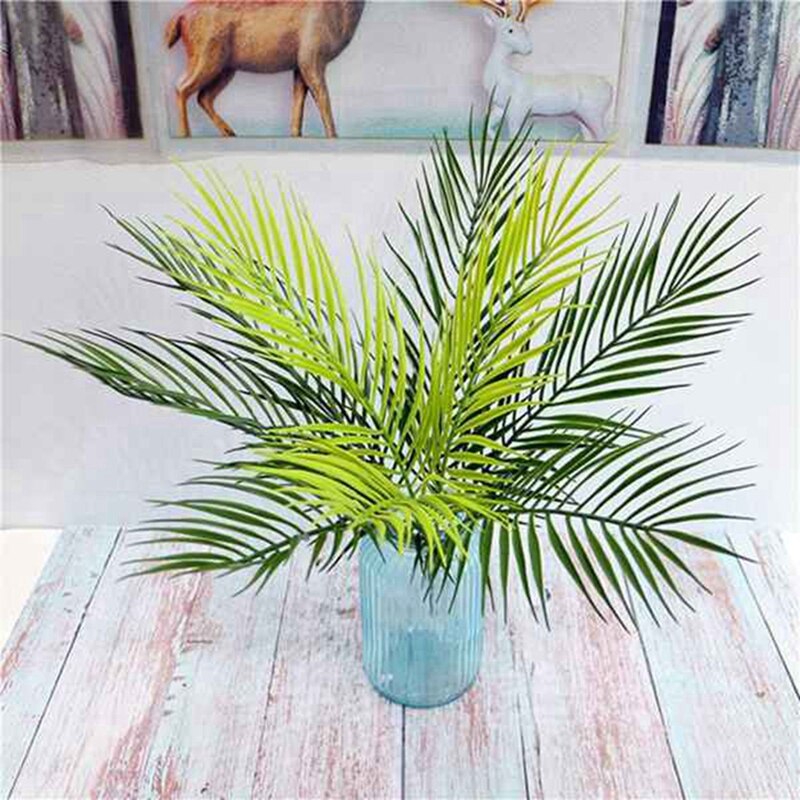 24 pçs folhas de palmeira artificiais plantas falso palmeira fronds tropical grandes folhas de palmeira vegetação planta para folhas festa havaiana