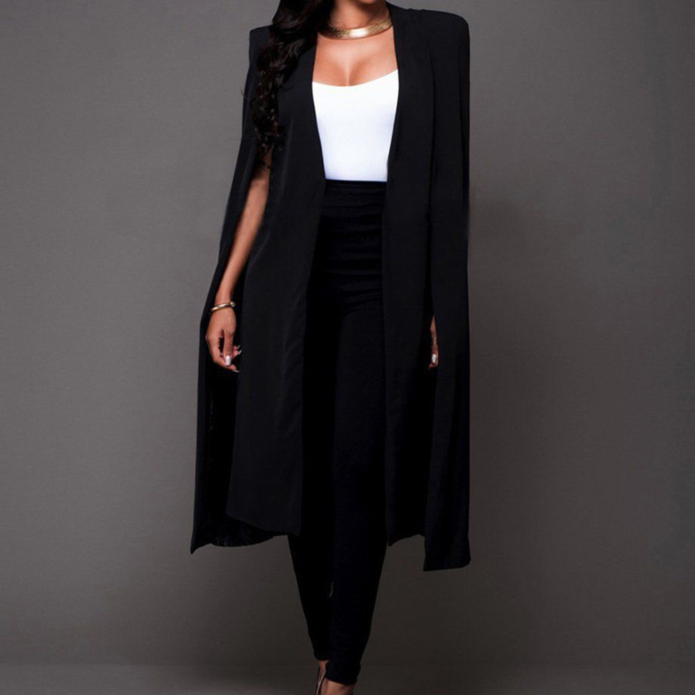 Dames Blazers et vestes solide ample longue Cape Blazer manteau Cape Cardigan veste Trench vêtements d'extérieur blazer longo feminino #13.99