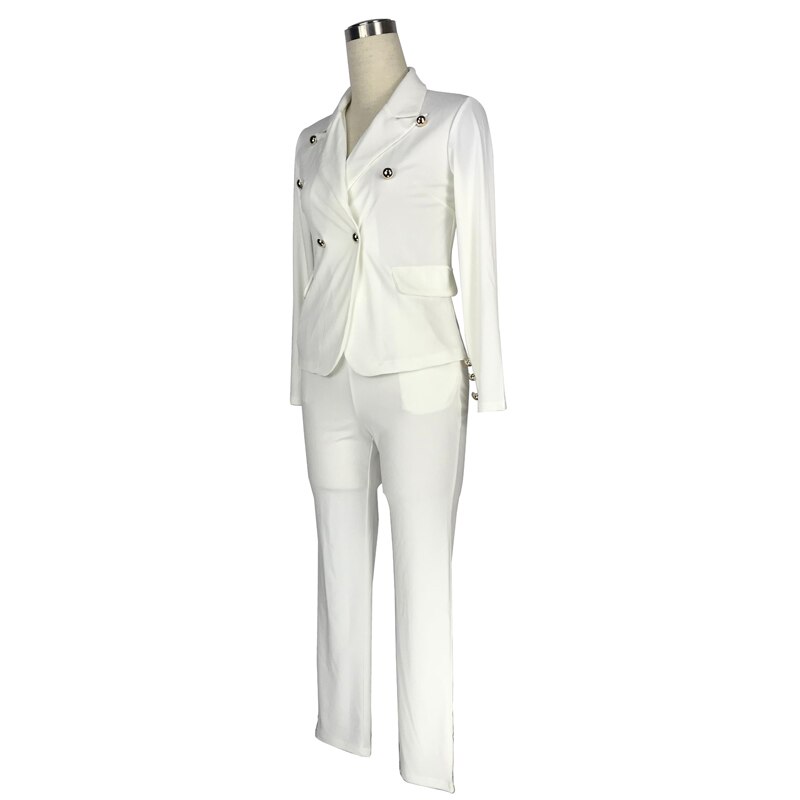 Work Pant Suit OL 2 Piece Set for Women Business Interview Suit Set Uniform Blazer Pencil Pant Office Lady Suit Black White