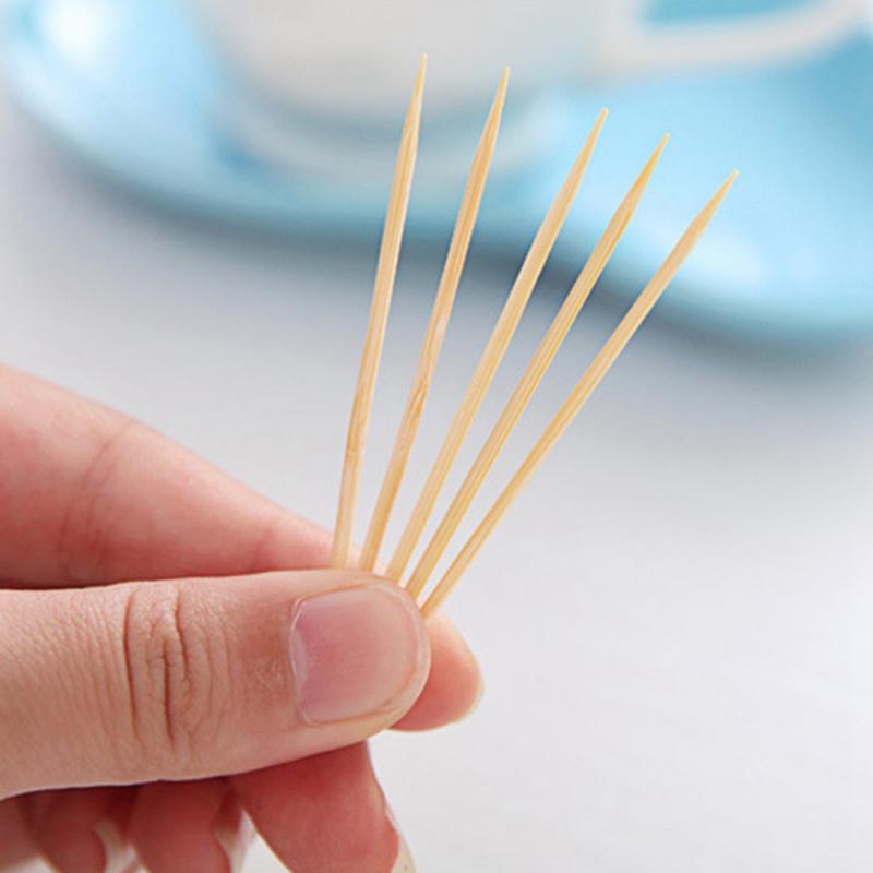 Palillo de dientes de bambú Natural para el hogar, herramienta de doble afilado para productos de Hotel, fruta, 250 unids/bolsa