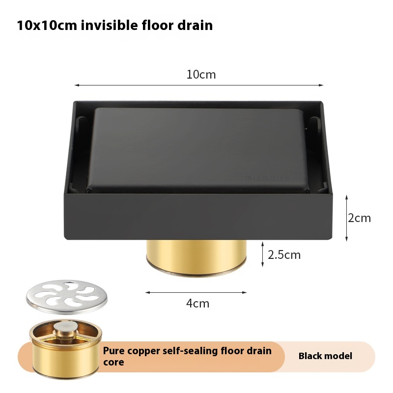 Siphon de sol invisible en acier inoxydable 304, drainage GNE, anti-odeur, noir, carré, salle de bain, toilette, salle de douche: YELLOW