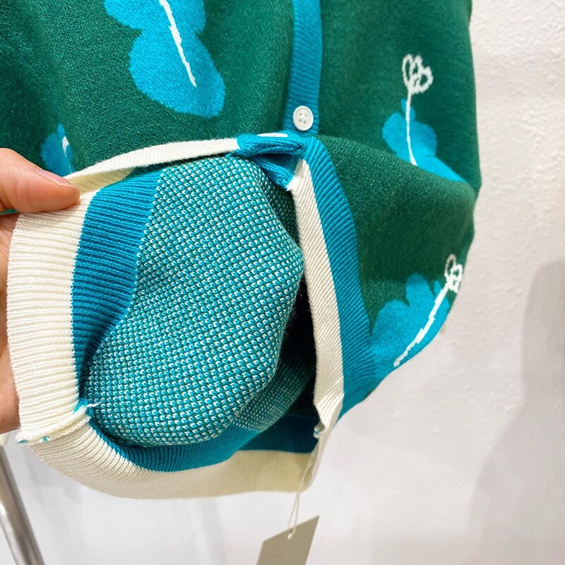 Suéter de estilo coreano para niños y niñas, cárdigan de punto de manga larga con dibujos animados, ropa de chico E2176, color verde, , Otoño,