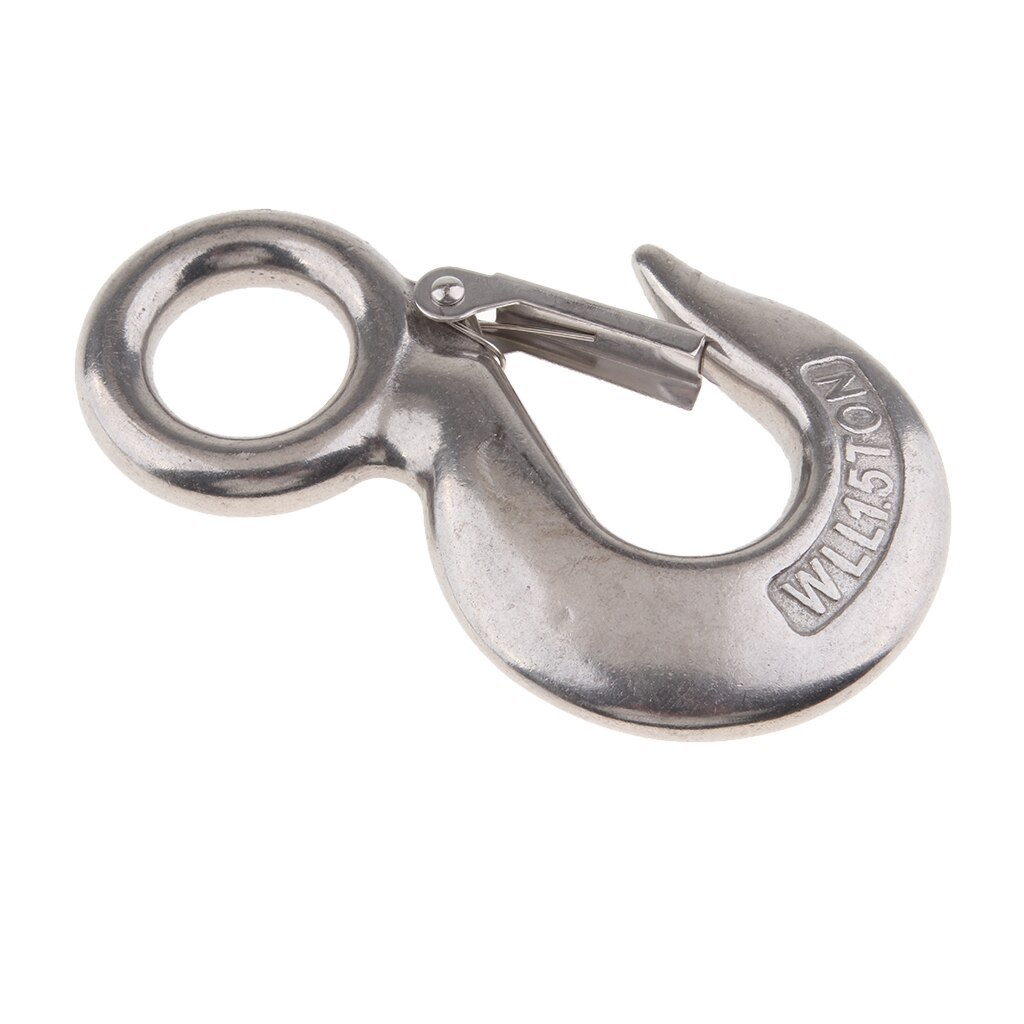 Marine Stainless Steel Clevis Hook Spring Loaded Safety Latch Universal for Winch Cable ,Tow Crane Lift: Silver