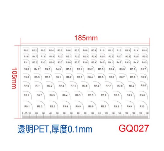 Factory Inspection Standard Fillet Gauge Radius Diameter Measuring Instrument R Miter Square Angle Gauge: SR-GQ027-1