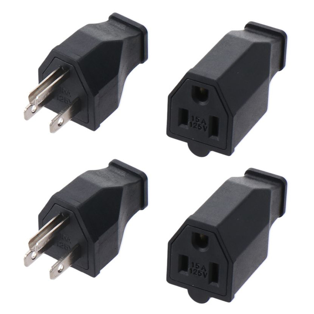 15a 125V Verlengsnoer Uiteinden Connector Set Black Shell Vervangende Plug 2 Polige 3-draads Mannelijke En Vrouwelijke Aardingstekker
