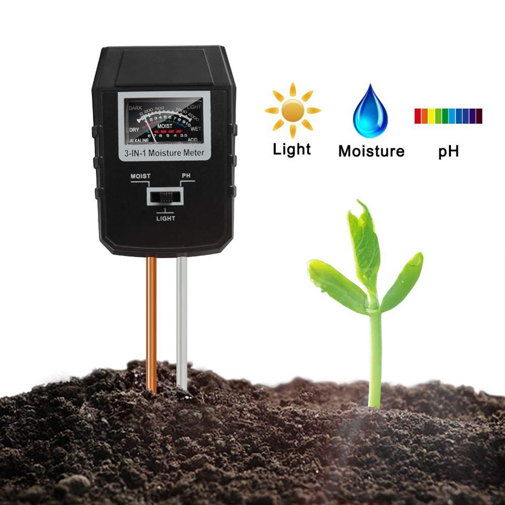 3-in-1 Bodem pH Meter Vocht Tester Kamerplanten Tuin Gazon Licht Sensor Mode