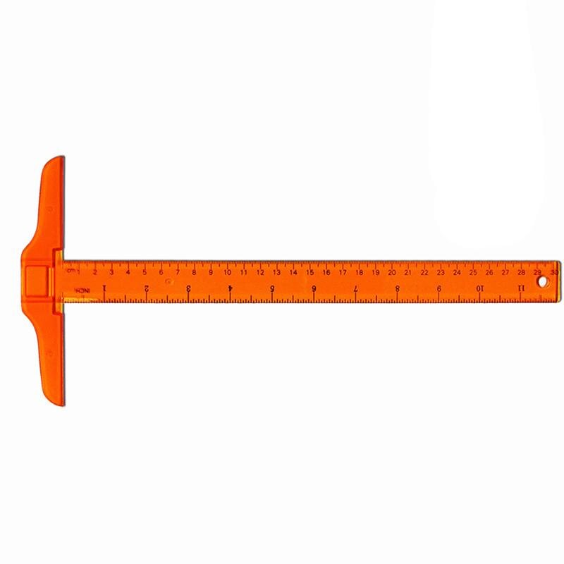 2 kpl 30cm t-neliön kaksipuolinen asteikko t-muotoinen viivain muovinen mittaustyökalu piirtämiseen ja yleiseen taittotyöskentelyyn - tuuma/cm