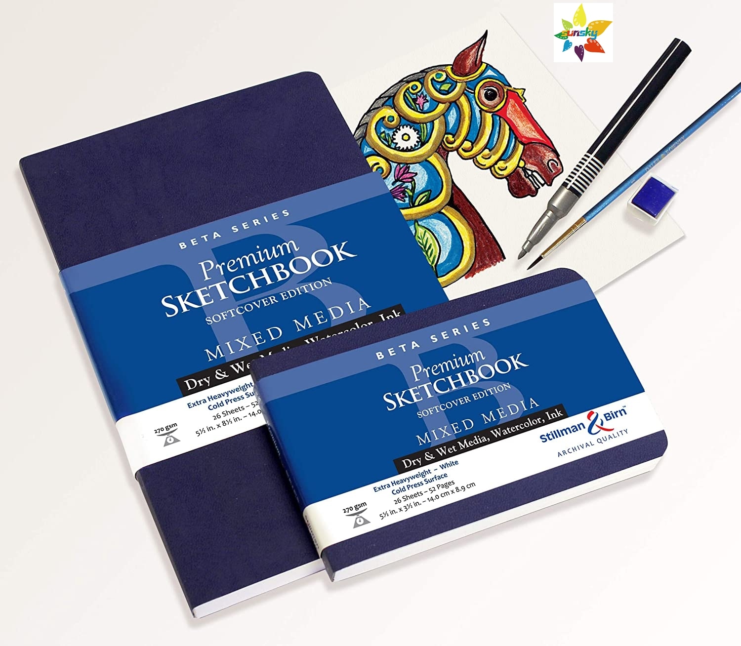 Stillman &amp; Birn Beta Serie Softcover Schetsboek, 5.5 "X 3.5", 270 Gsm (Extra Zwaargewicht), Wit Papier, Koude Pers Oppervlak