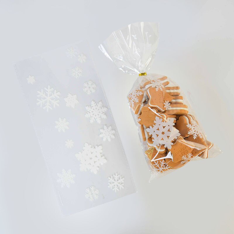 50Stck Weihnachten Tasche transparent Kunststoff Taschen Für Weihnachten Heimat Süßigkeiten Kekse Einkaufen Kekse Verpackung Taschen: T08