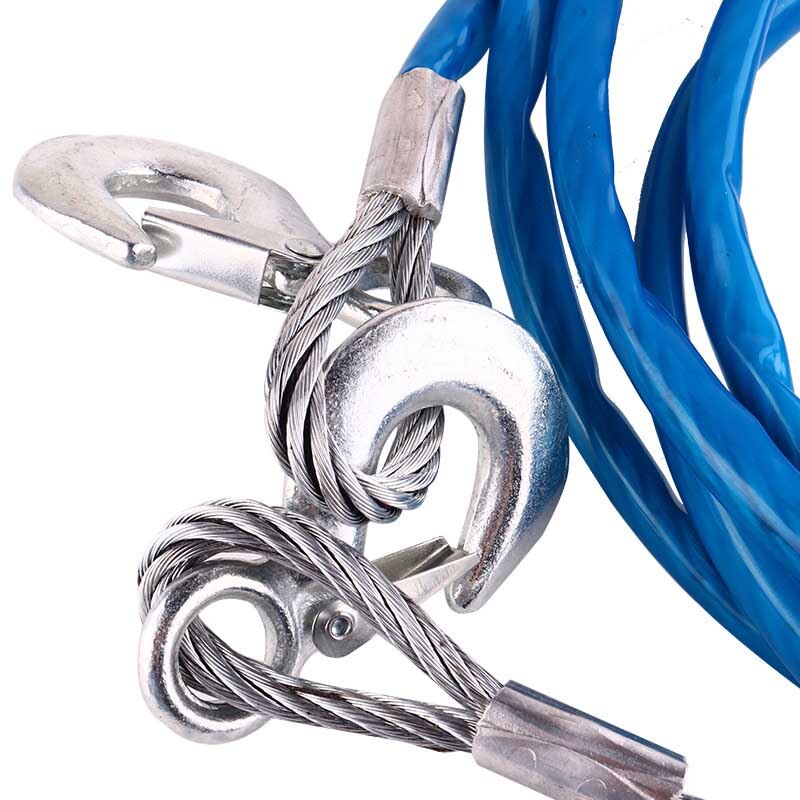 Heavy Duty Tow Ropes 4M 5 Tons Wire Cable High Strength Safety Hook Steel Wire Trailer Car Emergency Towing Rope