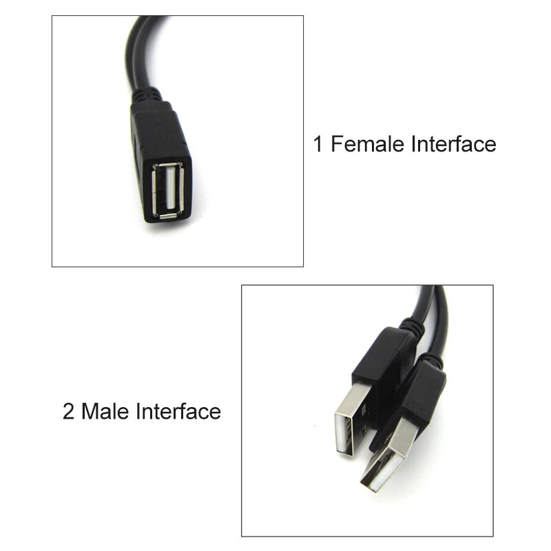 Usb 2.0 kabel förlängningssladd tråd höghastighets dataförlängningskabel dubbel hane till en hona dataöverföringskablar 0.3m