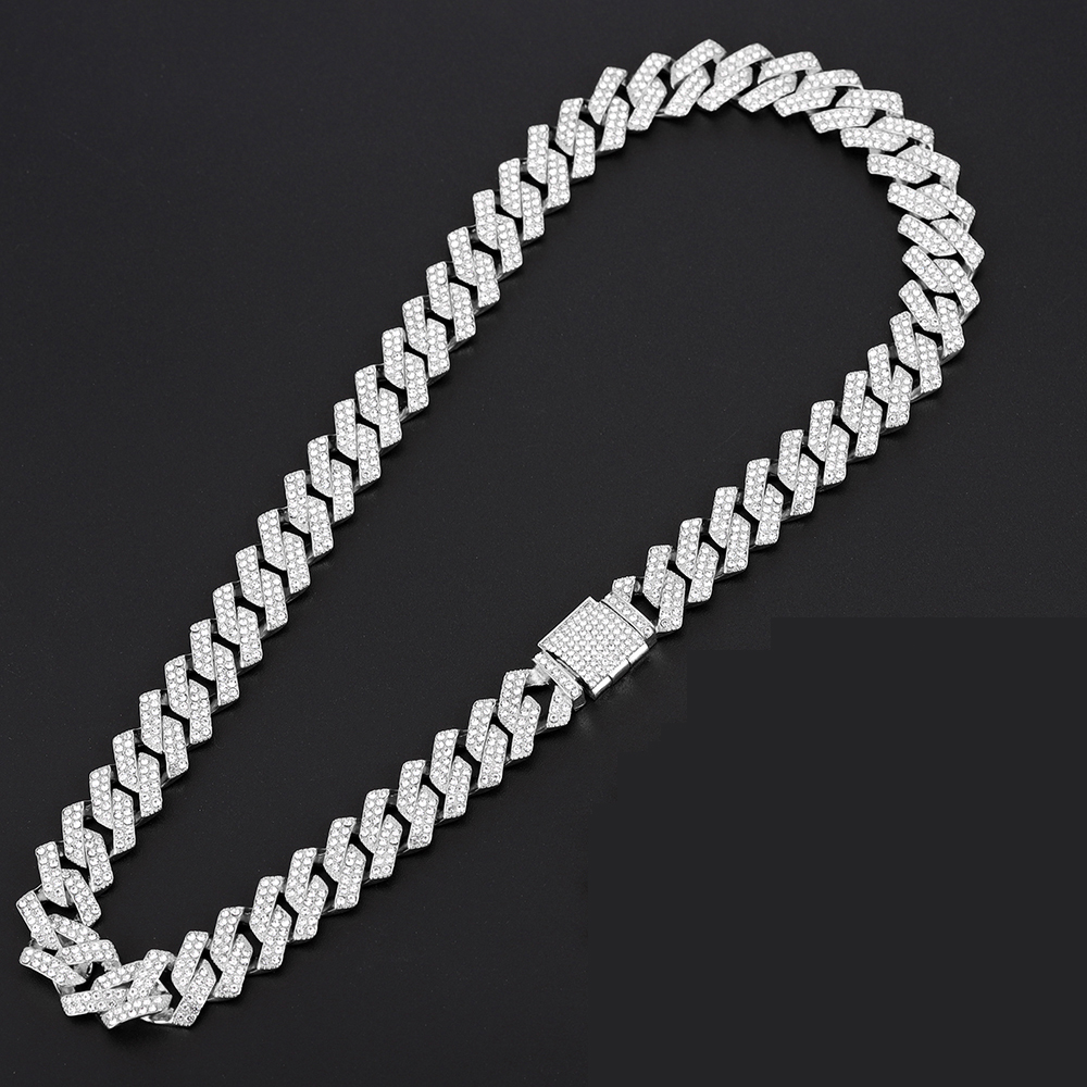 16mm Hip Hop Miami Cuban Link Chain Set Necklace +Watch+Bracelet Iced Out Shiny Trendy Stylish Jewelry For Women Men: Dark Gold