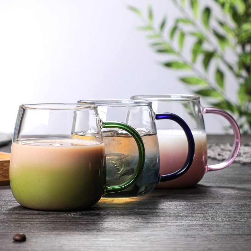 Kaffekopp i nordeuropeisk stil färgstarkt handtag kopp juice mjölkkopp värmebeständig blomma vin öl glas tekopp