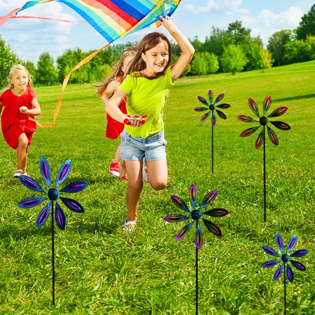 Ijzer Windmolen Pinwheel Stake Decoratieve Stabiele Mooi Uitziende Ijzer Tuin Windmolen Stake Artisitic Ornament Voor Thuis