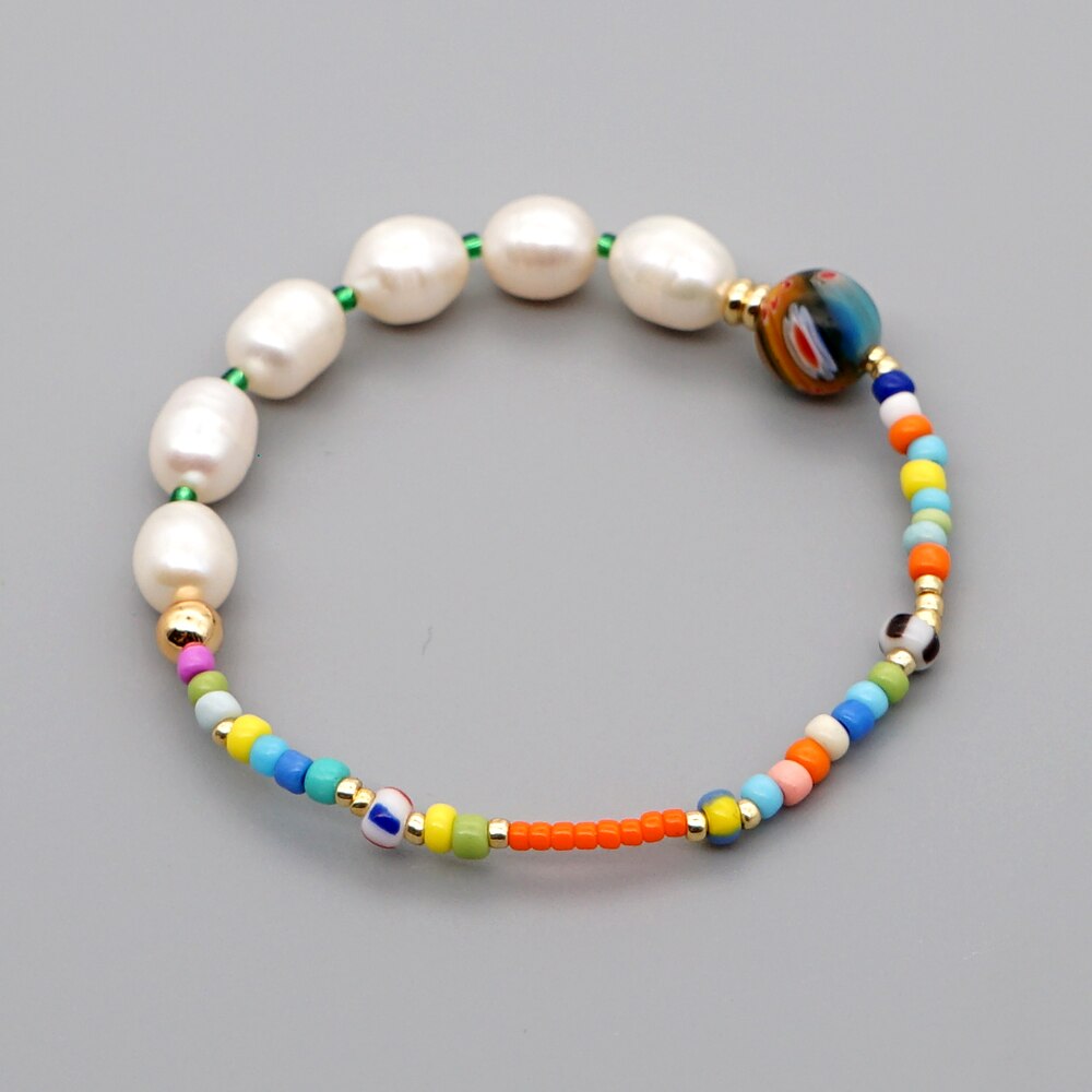 andare2BOHO Reale Della Perla dell'acqua Dolce Del Braccialetto Dei Braccialetti Delle Donne patchwork Perline Boho di proprietà Regalo Dei Monili Pulseras Mujer Moda Fatti A Mano: ZZ-B200033F