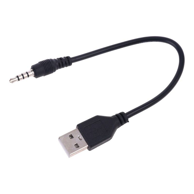 USB Male to 3.5mm Stereo Headphone Jack Plug Cable For MP3 MP4 Black G88D