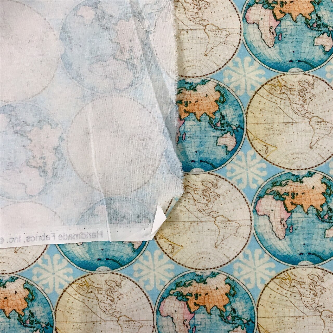 Earth Map Worldwide Geographical Territory Five Continents Ocean Horizon Plain 100% Cotton Fabric DIY sewing Clothing Tissue
