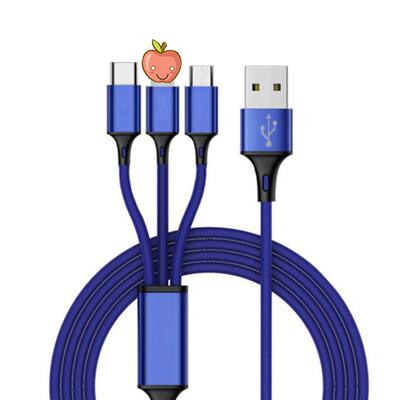 3 in datakabel voor android iphone type-c mobiele telefoon multifunctionele usb-kabel 1 drie slepende datakabels: Blauw