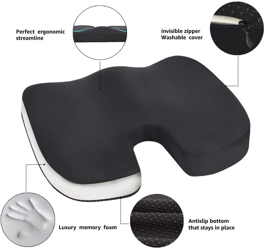 Memory foam sædehynde, pude til at sidde, komfortsædehynde til kontorcomputerstol, bil, kørestol, forbedrer kropsholdning,