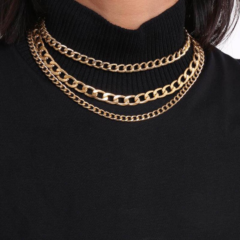 Punk Gold Chain Choker Necklace for Women Chunky Cuban Link Chains Necklaces Statement collares mujer Party Jewelry: C12