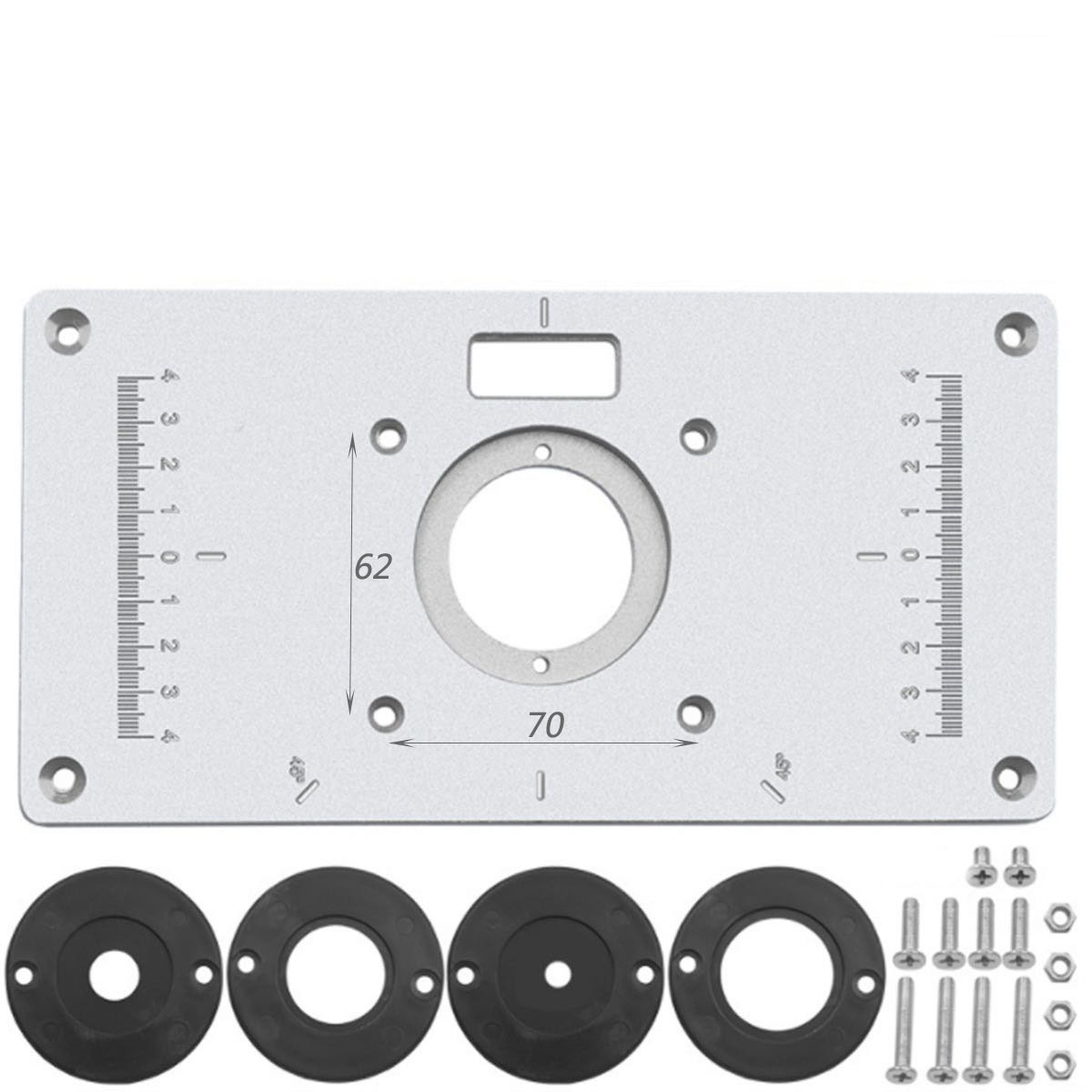 Aluminium Router Table Insert Plate Table For Woodworking Benches Router Plate Wood Tools Milling Trimming Machine With Rings: C