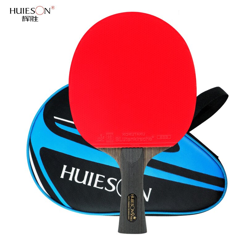 Huieson 9 Ster Tafeltennis Racket Koolstofvezel Dubbele Gezicht In Rubber Professionele Krachtige Ping Pong Bat Training Concurrentie: 1 FL Handle