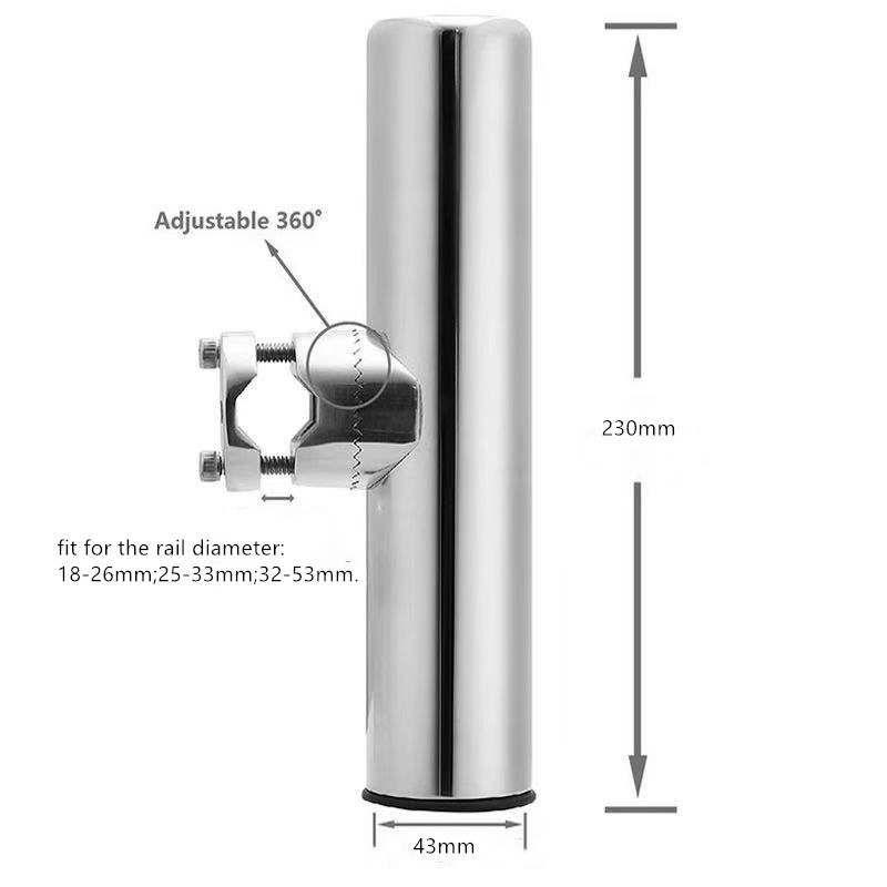 2pcs Fish Rod Holder Marine Stainless Steel Clamp On Fishing Rod Holder Adjustable Boat Fishing Tackle