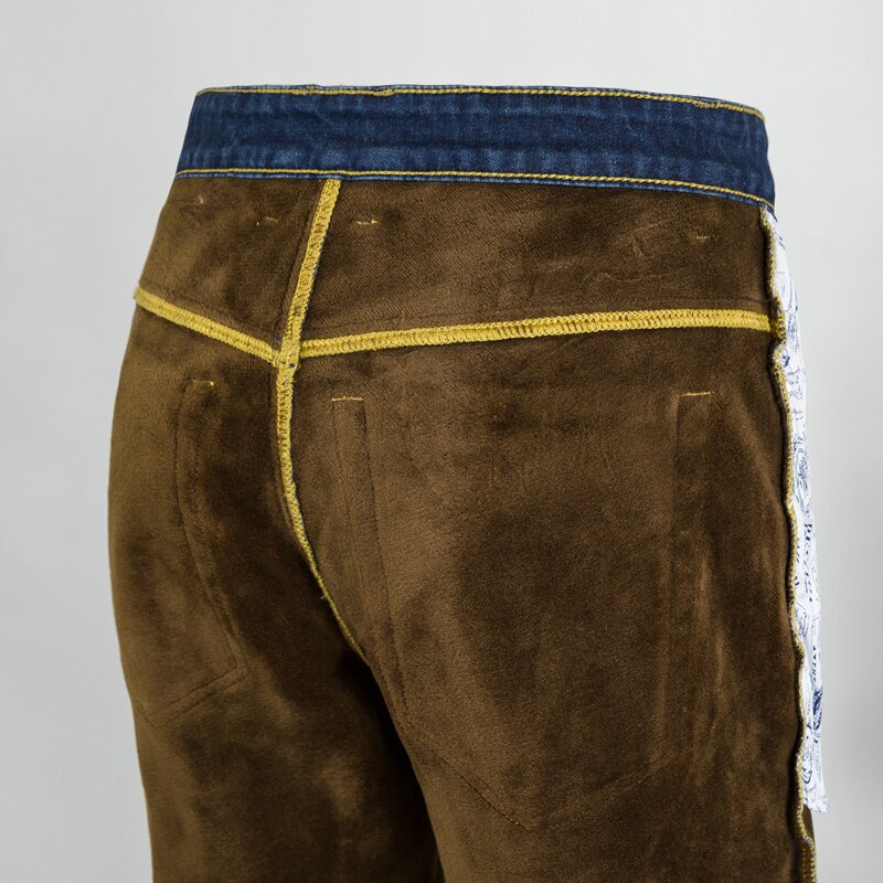 Mænd vinterjeans mænd sort/blå slim fit stretch tykke fløjlsbukser varme jeans afslappede fleecebukser herre plus størrelse 40
