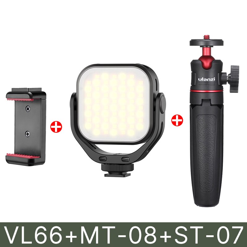 Vijim VL66 Led Video Licht Op Camera U-Stand En Softbox 360 ° Rotable Mini Oplaadbare CRI95 + 3200K-6500K Led Camera Licht Invullen: Grey