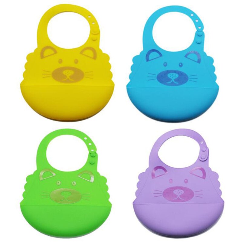 5 couleur belle bande dessinée bavoirs boucle réglable bavoirs poche de riz bébé boucle Silicone pli ajuster dessin animé bavoir meilleur bébé