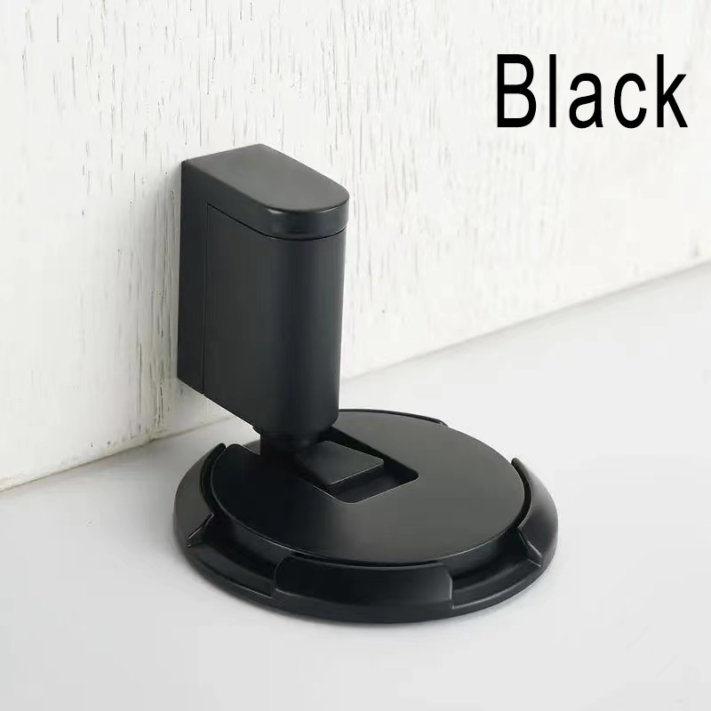 Windproof Door Stopper Indoor Heavy Duty Floor Door Stop Keep Door Open Mechanical No Drilling Door Stopper with Screws: black