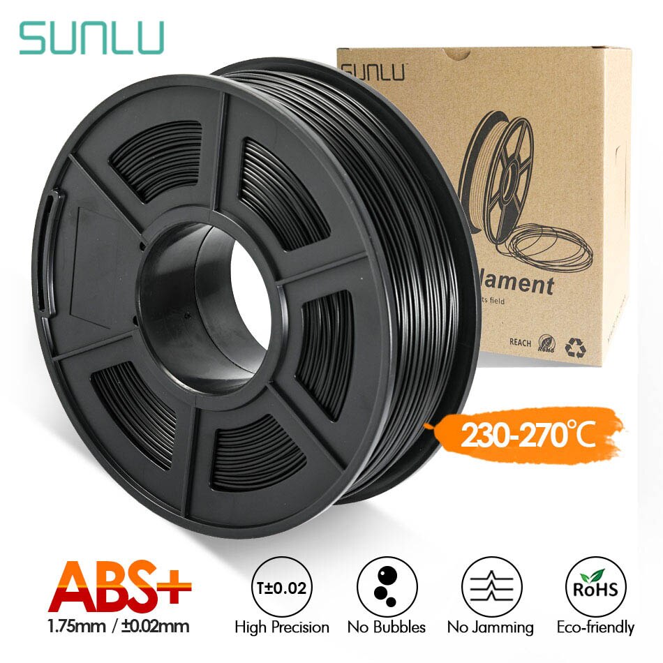 SUNLU-filamento ABS Plus para impresora 3d, materiales de impresión 3D de 1,75 MM, buena dureza, plástico ABS de alta temperatura