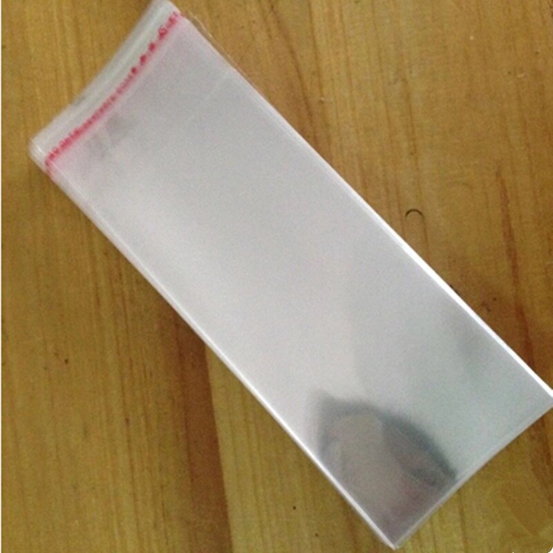 Sac en plastique transparent avec autocollant pour , sachet OPP transparent avec pli de 3cm, lot de 600 pièces, 6x24cm,