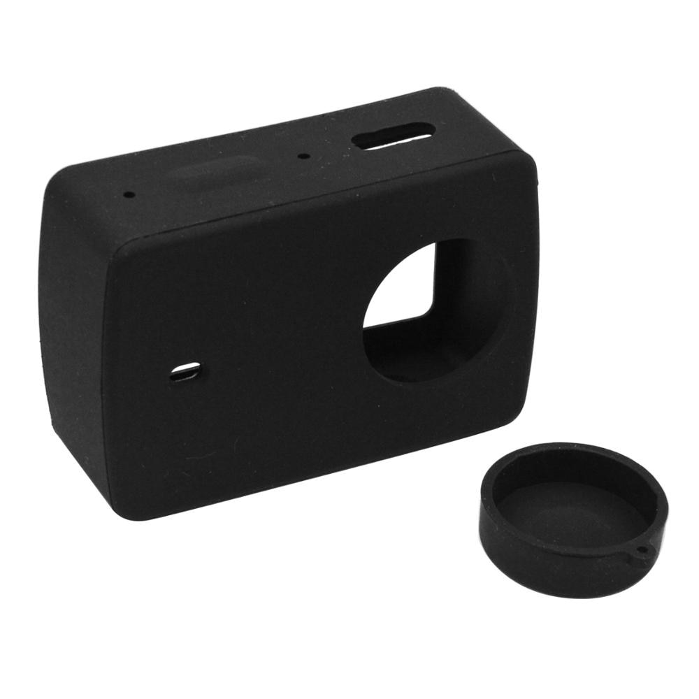 Housse de protection en Silicone Gosear coque de protection capuchon d'objectif en peau pour Xiaomi Yi 4 K XiaoYi 2 II Xiomi 4 K Gadget de caméra d'action: black
