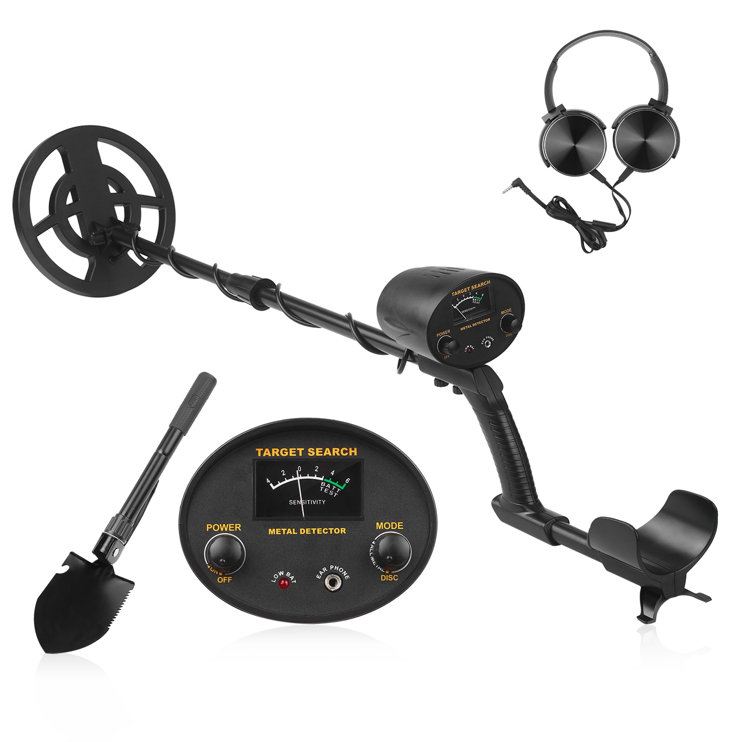 Metal Detector Dual Mode High-Accuracy Metal Finder w/ Waterproof Search Coil Adjustable Stem Treasure Gold depth metal detector