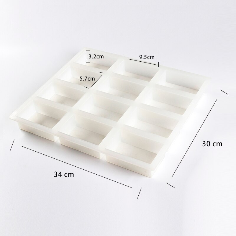 12-Cavity Silicone Soap Mold Rectangle Soap Bar Mold Handmade Molds for Small Batch Soap: L1029