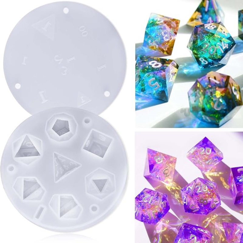 DIY gotero de cristal resina dados poliédricos llavero molde devuelto al almacén juego de ajedrez de piedras preciosas juego molde de silicona