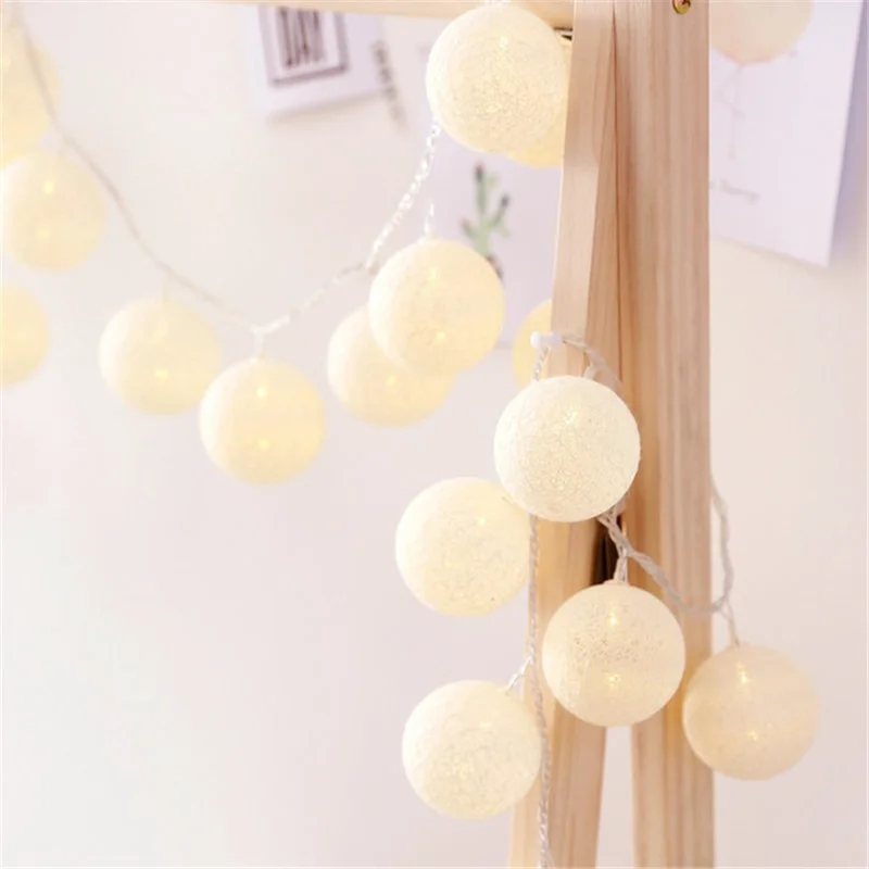 Cotton Ball Garland Lights String, Fairy Lights, Kerstmis, XmasHoliday Wedding Party, Babybed, Outdoor Decorations, 6m, 40 LED