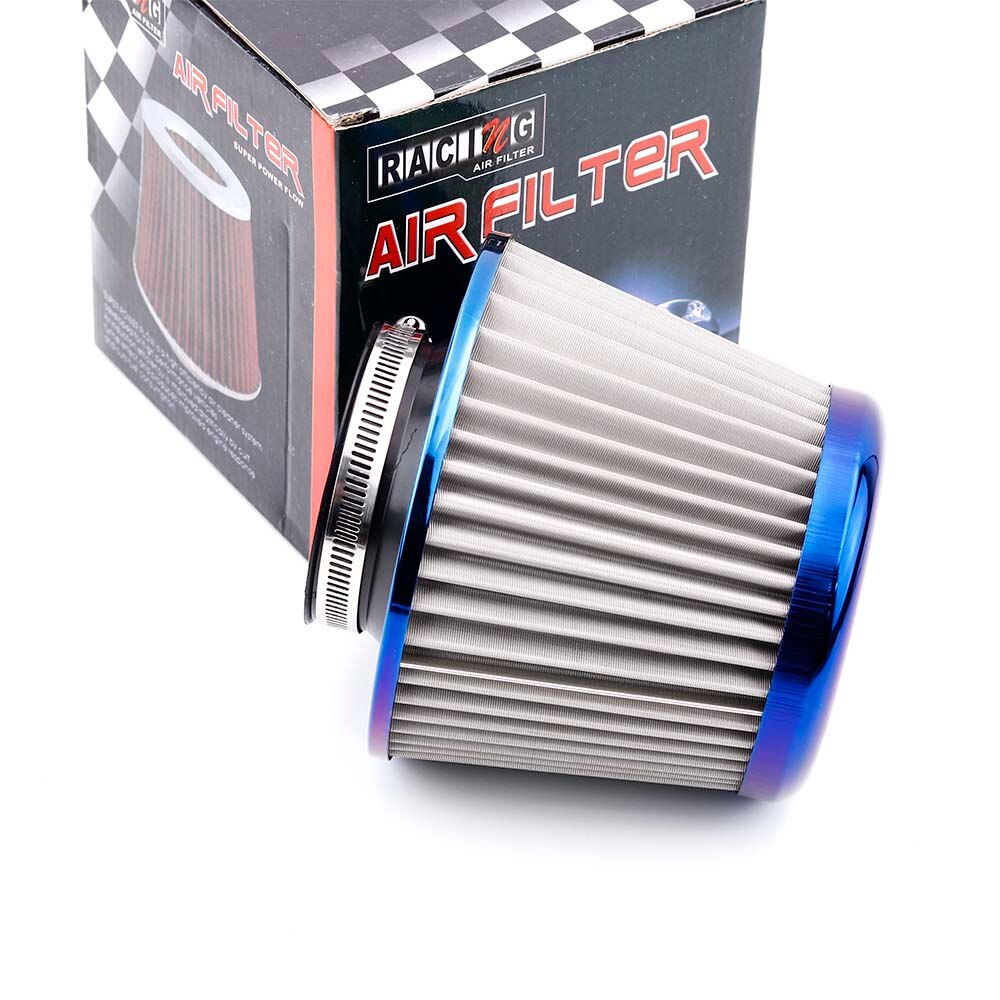 JDM Verbrande Blue 3 "76mm Power Intake High Flow Cold Air Intake Filter Cleaner Racing Car Air Filter