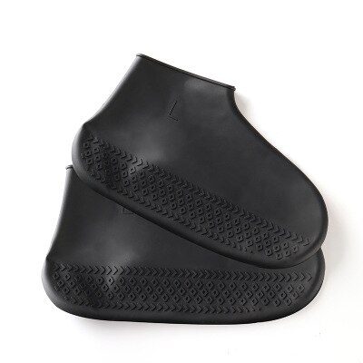 Herbruikbare Waterdichte Schoen Covers Fietsen Regen Overschoenen Siliconen Elastische Schoenen Cover Bescherm Unisex Schoenen Accessoires Dust Covers: BLACK / L