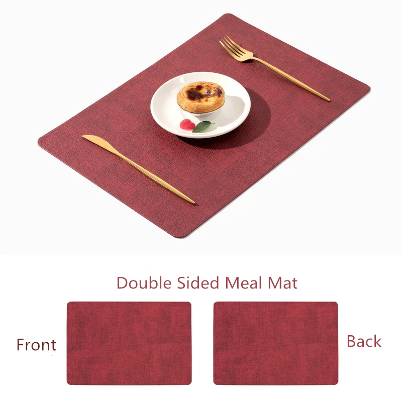Placemats Dubbelzijdig, Kunstleer Plaats Maaltijdmatten Binnen Placemats voor Eettafel Buiten Vierkant Antislip Wasbare Placemats: M / Rood
