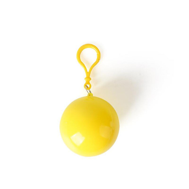 Ouyxr 1 Pc Draagbare Wegwerp Regenjas Bal Plastic Regenkleding Reizen Emergency Regenponcho Wegwerp Sleutelhanger Bal: Geel
