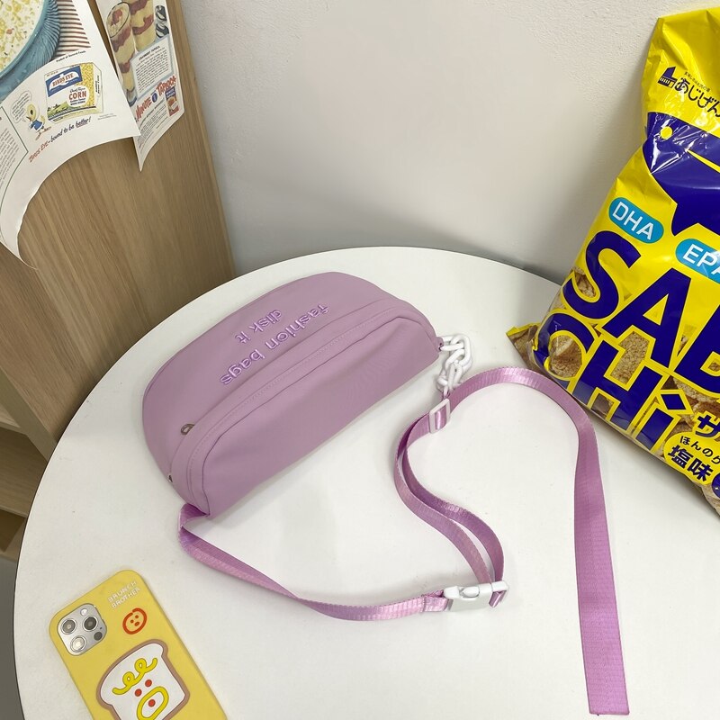 Süße brusttasche, japanische schultertasche mit großem fassungsvermögen, macaron-mädchen-stil, lässige schräge umhängetasche, bauchtasche für studentinnen: Lila