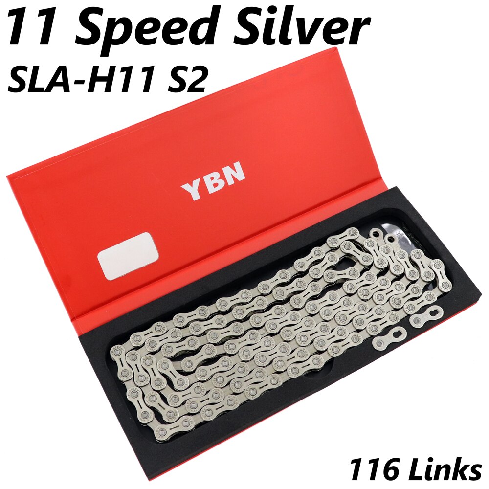YBN 10/11/12 speed MTB road bike chains for SRAM/Campanolo System bicycle 10s 11s 12s chain: 11s Silver