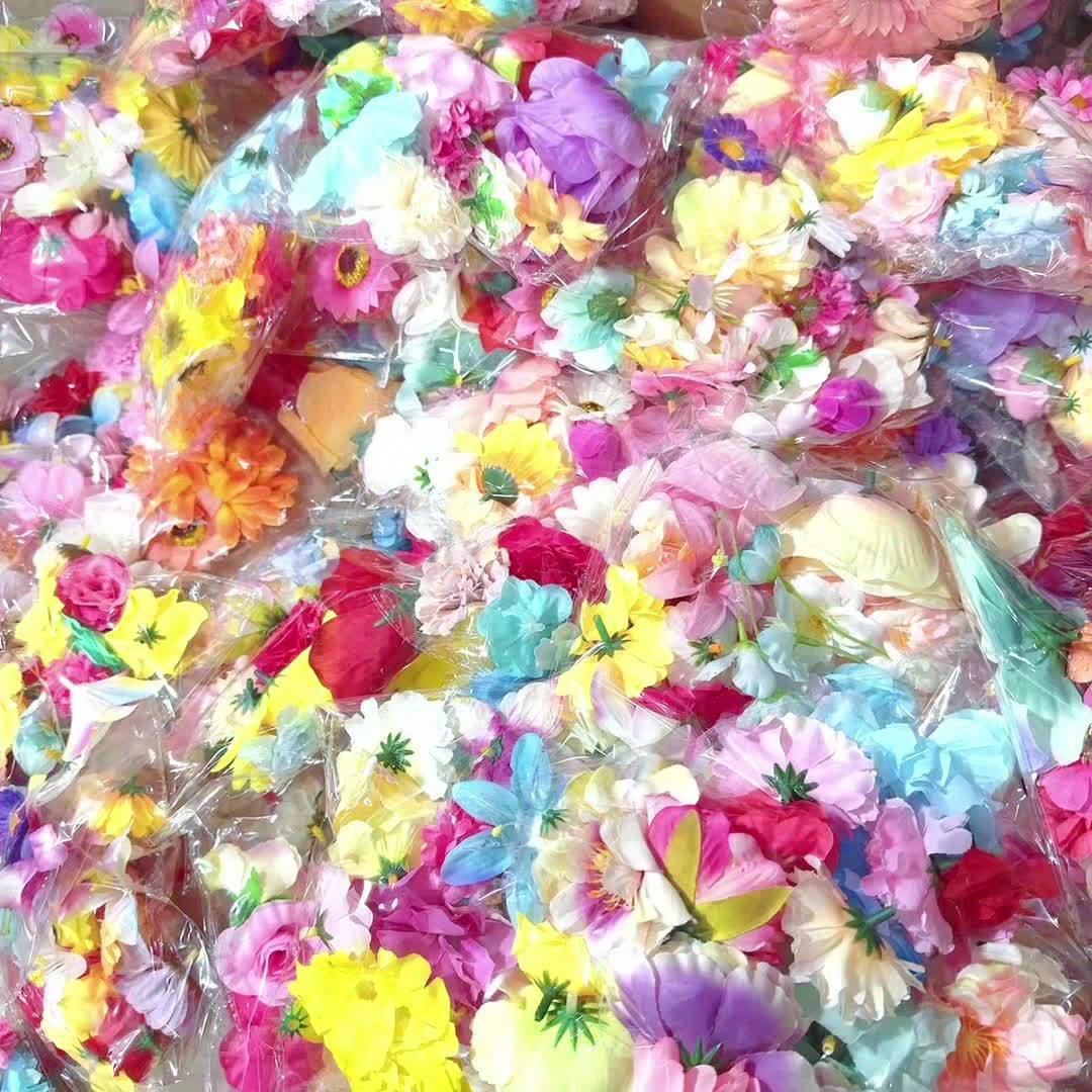 Paquete de Material de cortina de puerta de flor flotante DIY, 20 piezas, planta, flores aleatorias, decoración de de escena de flor simulada