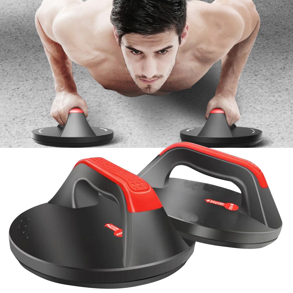 1 Pair Push Up Stand Back Exercise Arms Ergonomic Chest Equipment Body Building Round Base Gym Nonslip Handle Workout Support