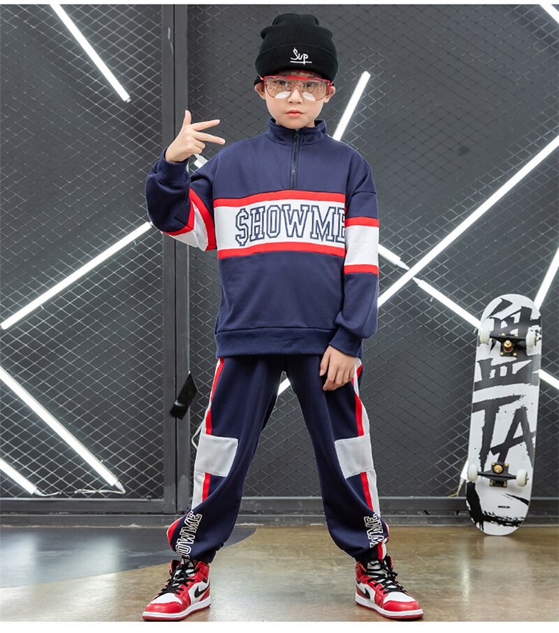 Spring Two Pieces Children's Sports Suit Boys Hip-hop Street Dance Clothes Girls Jazz Breaking Outfit Kids Clothing
