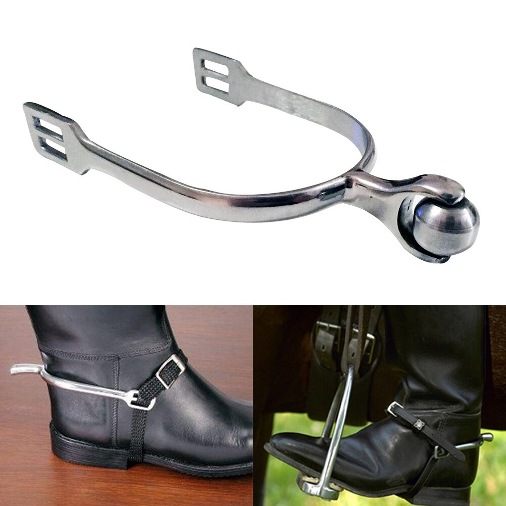A Pair Riding Horse Spurs Smooth With Roller Ball Lightweight Accessories Stainless Steel Sports Outdoor Equestrian Boots Silver