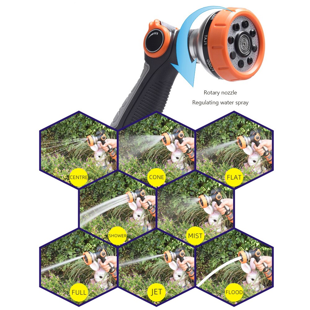 Verstelbare 8 Model Water Spuitpistool Lawn Watering Multifunctionele Wasstraat Hoge Druk Hand-Held Sprinkler Tuin water Nozzle