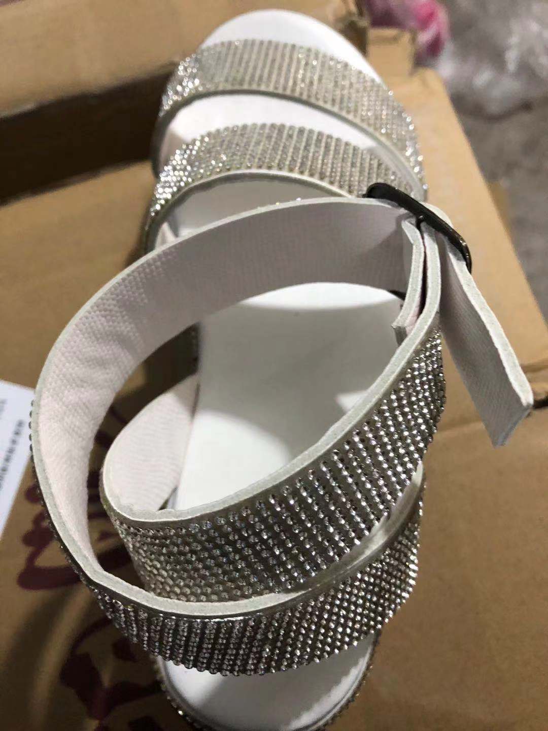 Shiny Rhinestone Platform Bling Beach Sole Ankle Strap Women Sandals Ladies Sports Style Wedges Casual Shoes Big Size 43 AC775